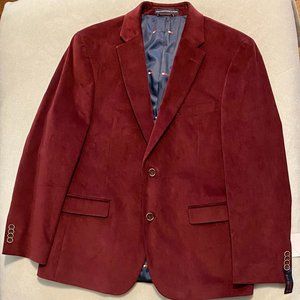 New Tommy Hilfiger 40S Burgundy Men's Modern-Fit Flex Corduroy Suit Jacket